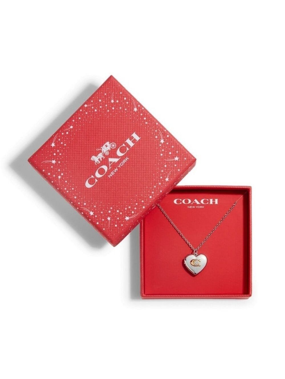 COACH WOMEN'S SIGNATURE HEART LOCKET NECKLACE - Picture 2 of 4
